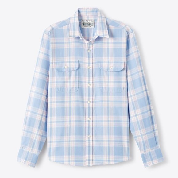 $165 Proper Cloth California Plaid Shirt XL Faded Blue Pink Rose 100% Cotton - Picture 4 of 9